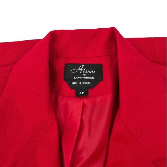 Vintage Alanni Donnybrook Red Wool Blazer Gold Button Front 4P Petite - Picture 9 of 10